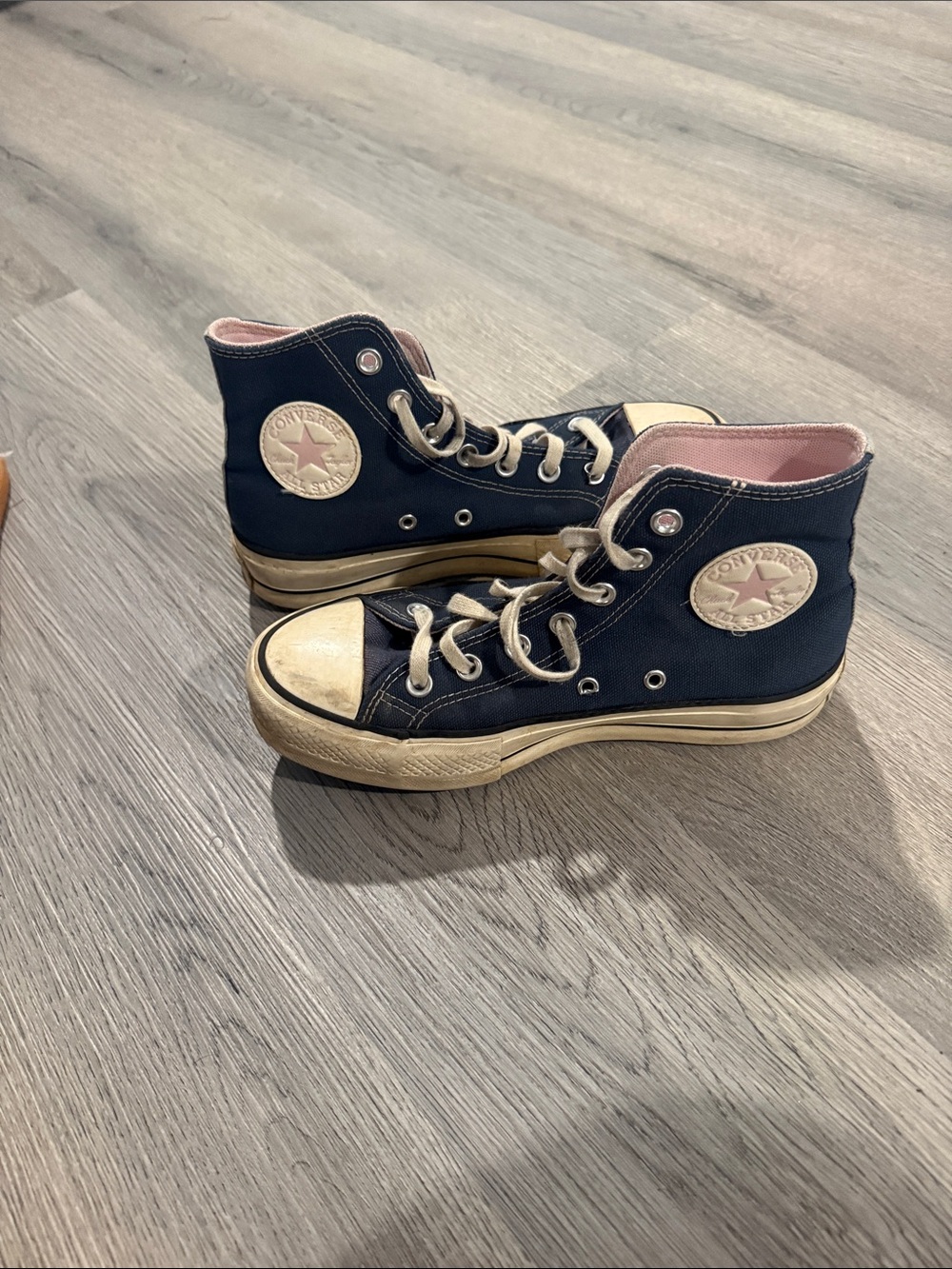 Converse High Top Sneakers - Black Canvas with Pink Lining